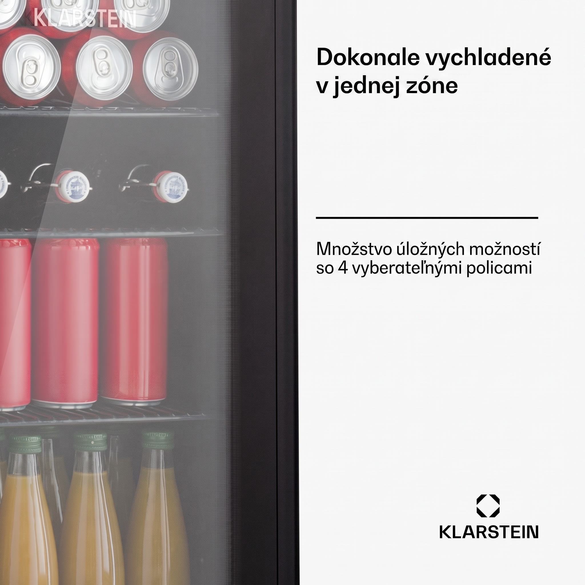 Klarstein Beercave 115, chladnička, 115 l, 4 police, trojito izolované sklenené dvere, dotyková – Obrázok 4