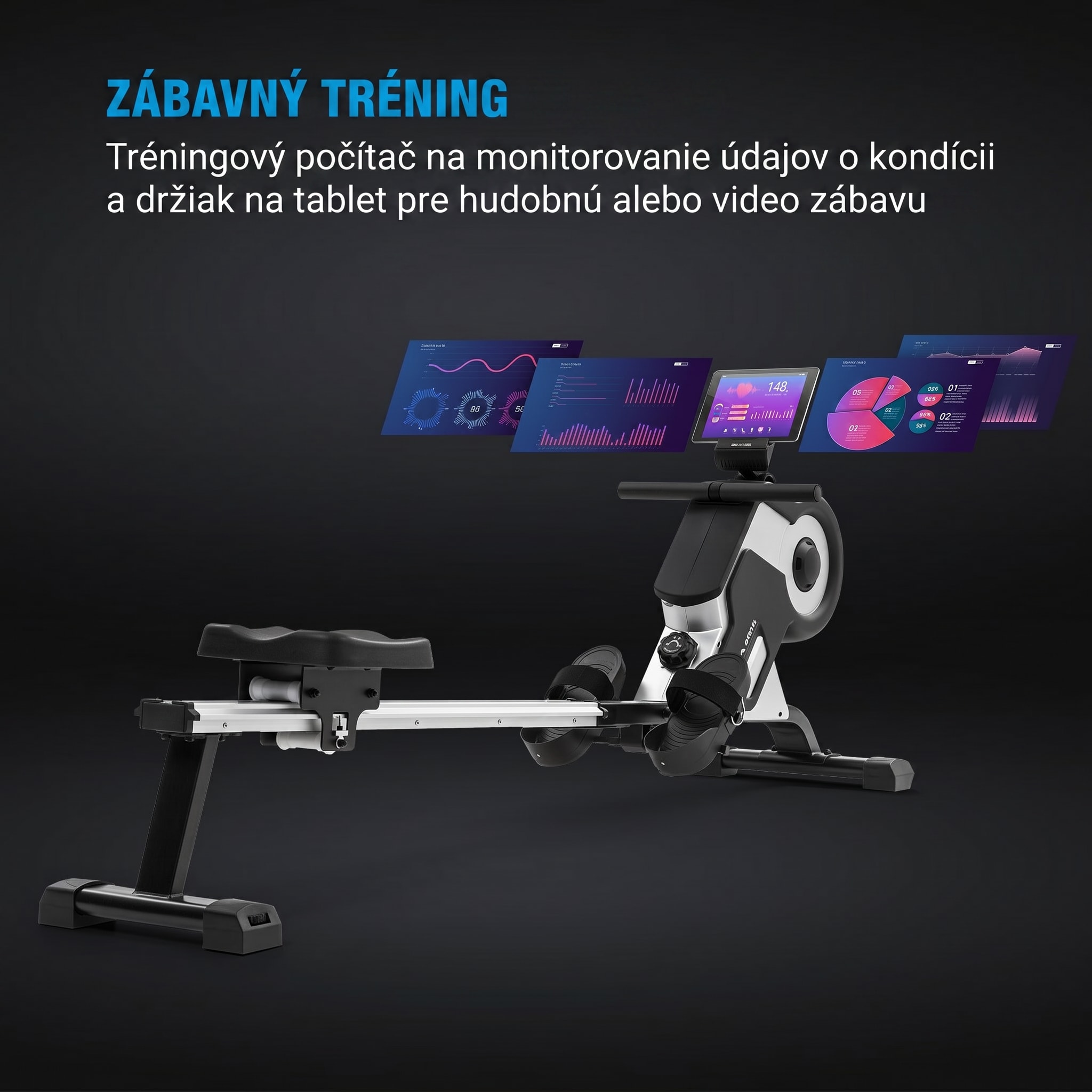 Capital Sports Stream M1, magnetický veslovací trenažér, 105 cm, LC displej, 8 úrovní, hliník – Obrázok 4