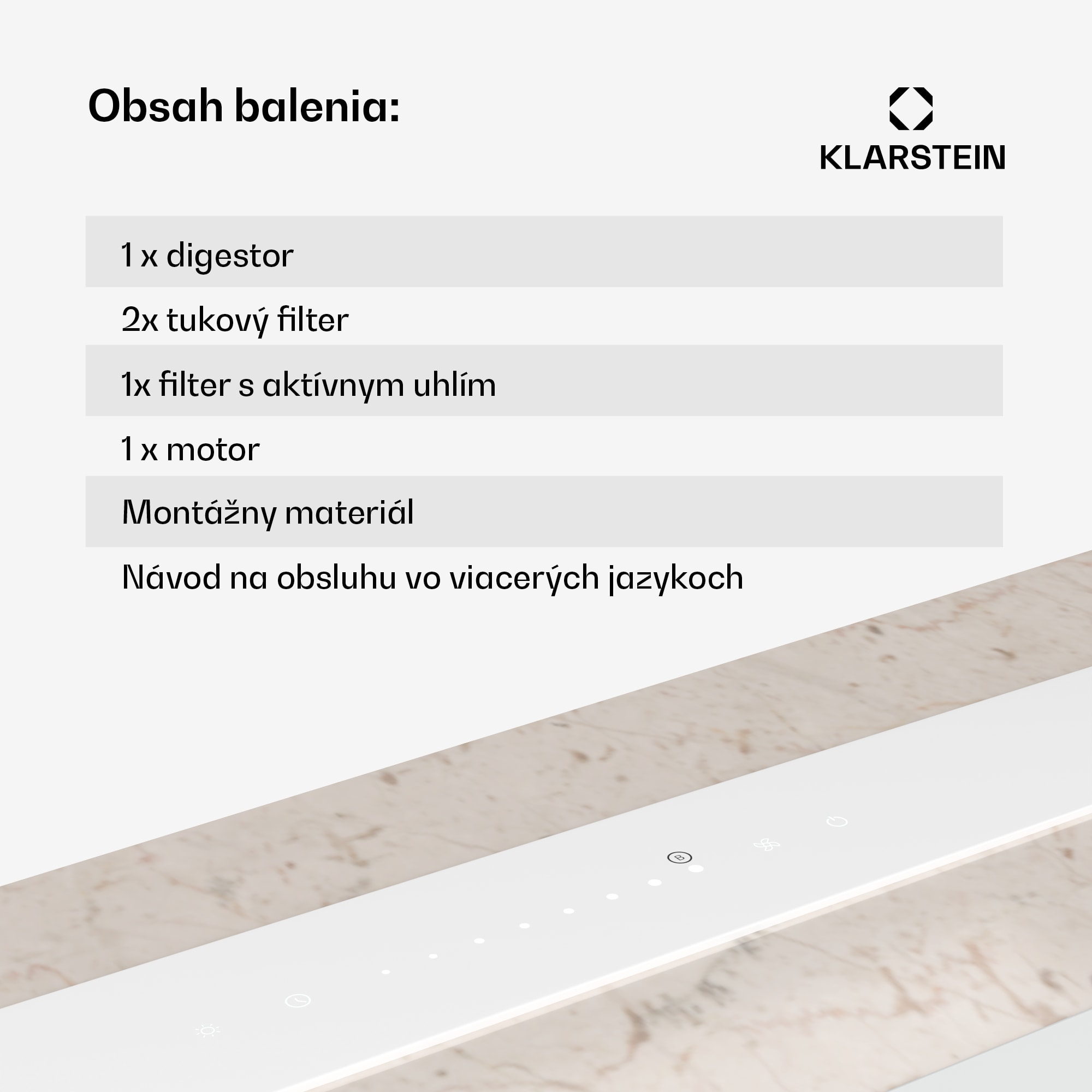 Klarstein Royal Flush Eco digestor, Výsuvný, 714 m³/h, Boost, Dotykové ovládanie, EEK A++ – Obrázok 5