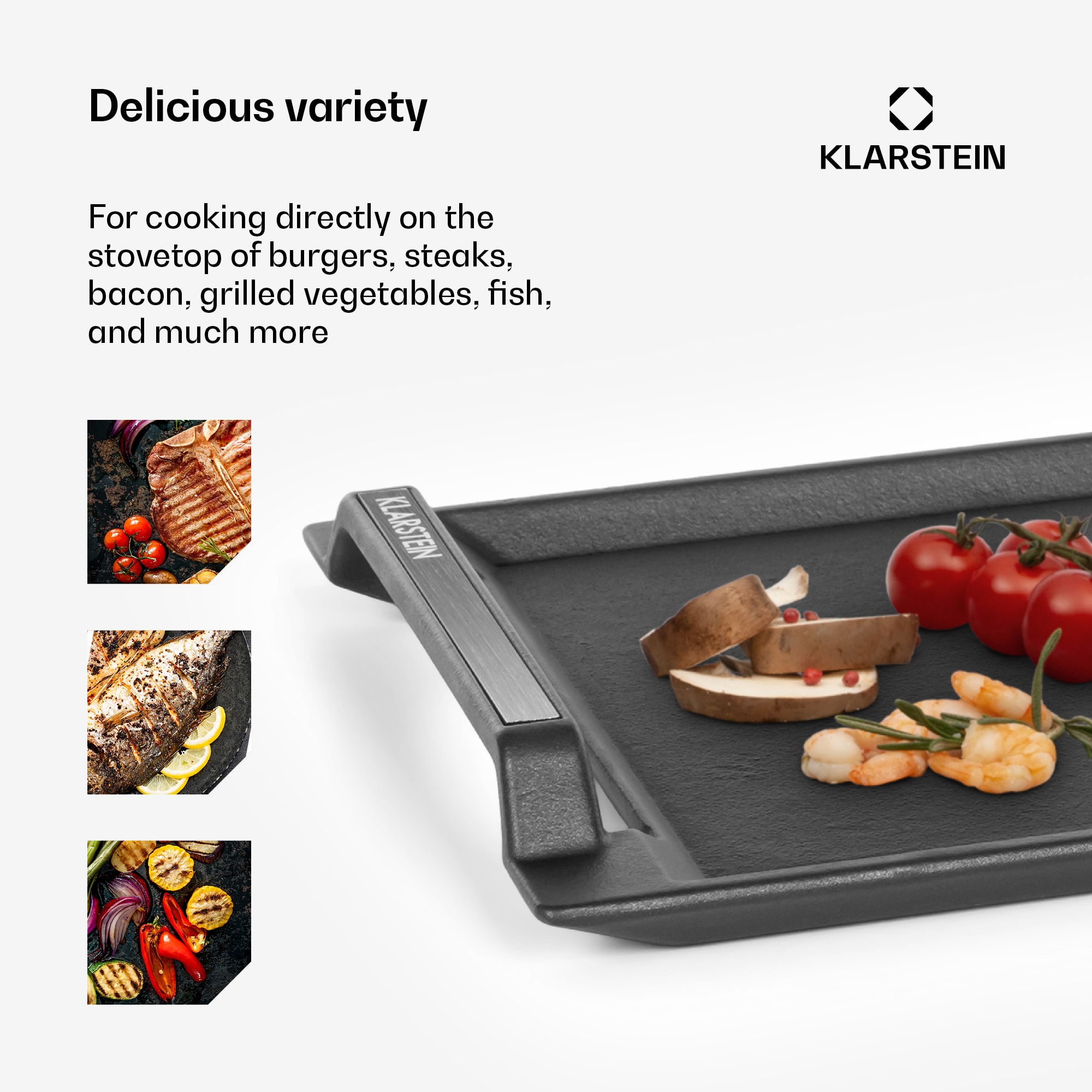 Klarstein Delicatessa Grill Pan, grilovacia platňa, príslušenstvo k indukčnej varnej doske, čierna – Obrázok 5