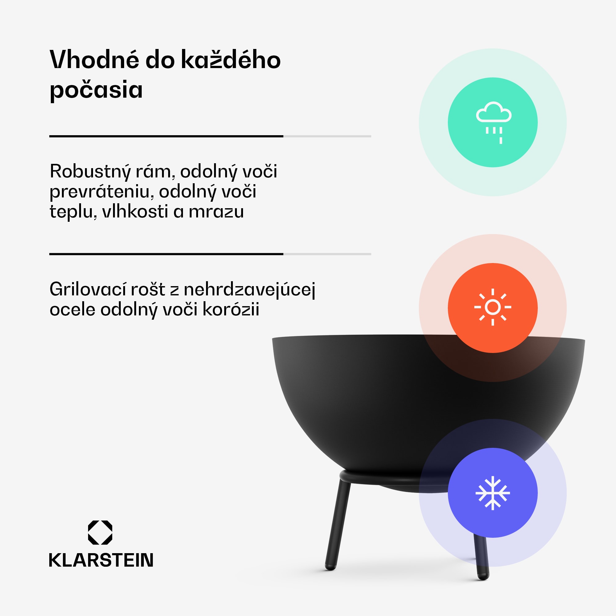 Klarstein Fireball nízka ohnisková misa | odolná proti korózii | stabilná | robustná | 66 cm | čierna – Obrázok 5