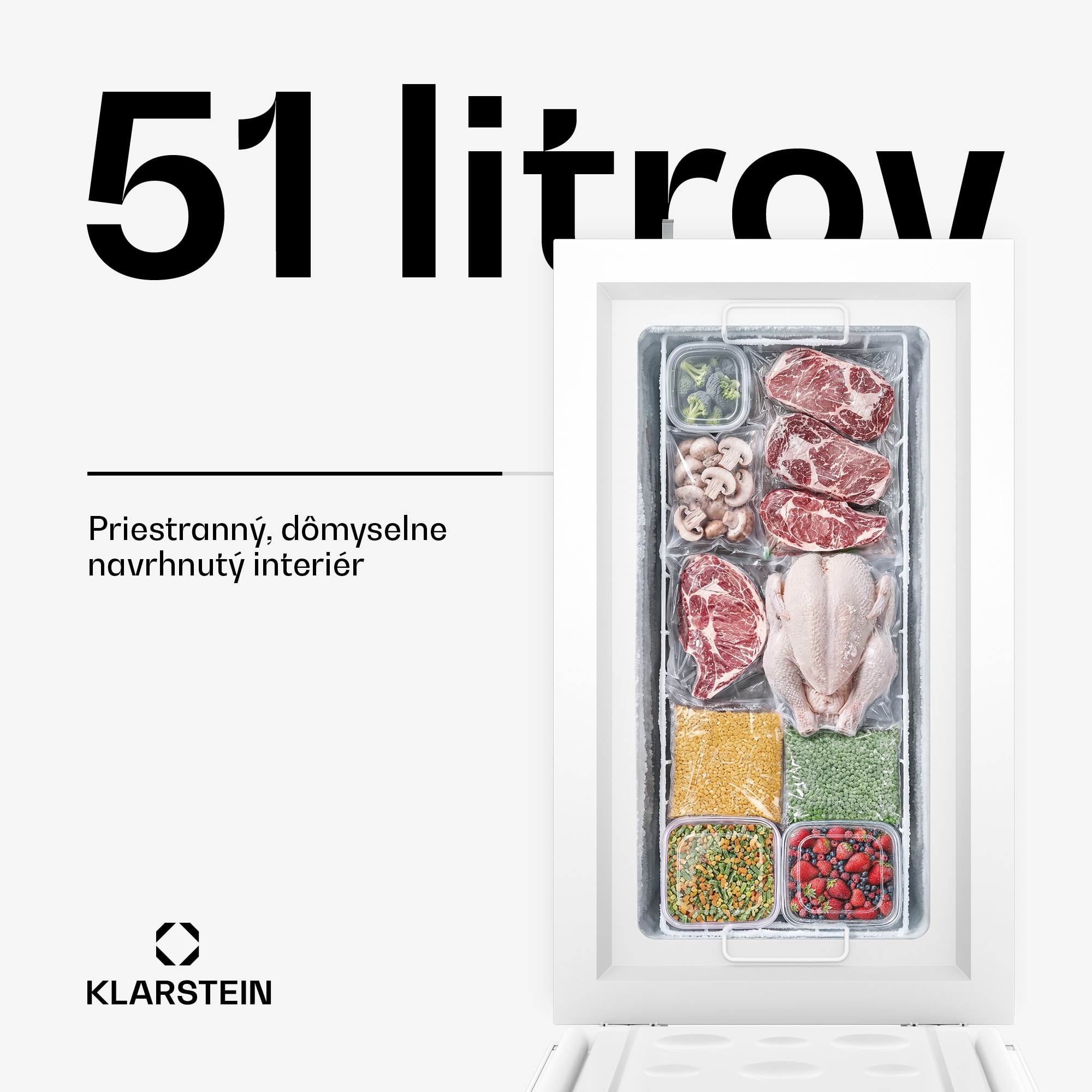 Klarstein Iceblokk mraznička | 51 l | 85 cm | -18 °C až -22 °C | 4 hviezdičky | Strieborná – Obrázok 3