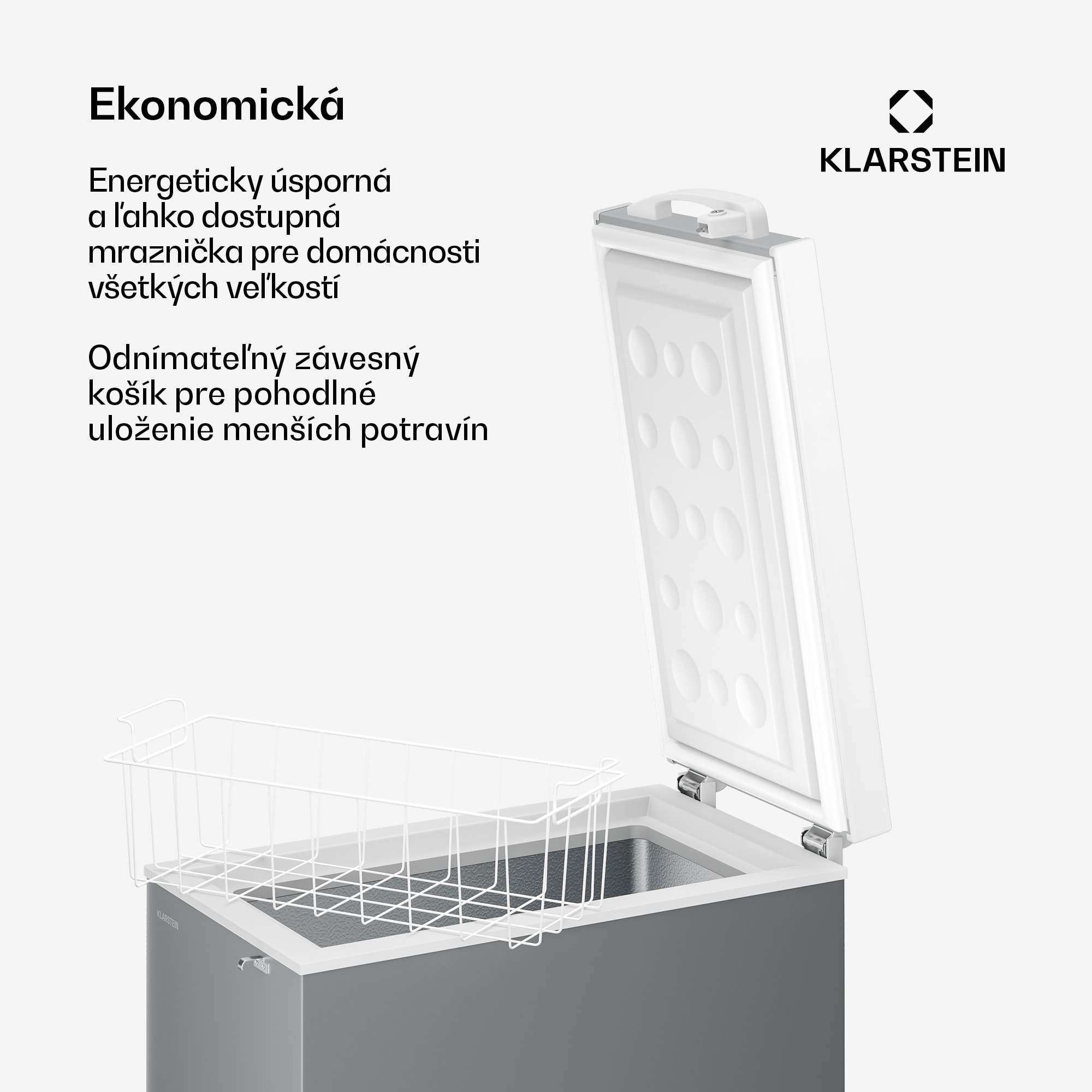 Klarstein Iceblokk mraznička | 51 l | 85 cm | -18 °C až -22 °C | 4 hviezdičky | Strieborná – Obrázok 4