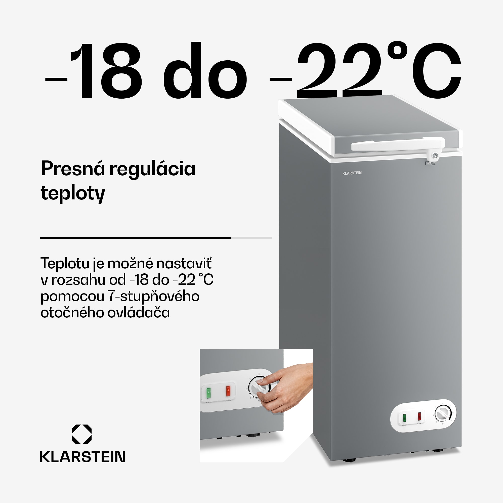 Klarstein Iceblokk mraznička | 51 l | 85 cm | -18 °C až -22 °C | 4 hviezdičky | Strieborná – Obrázok 5