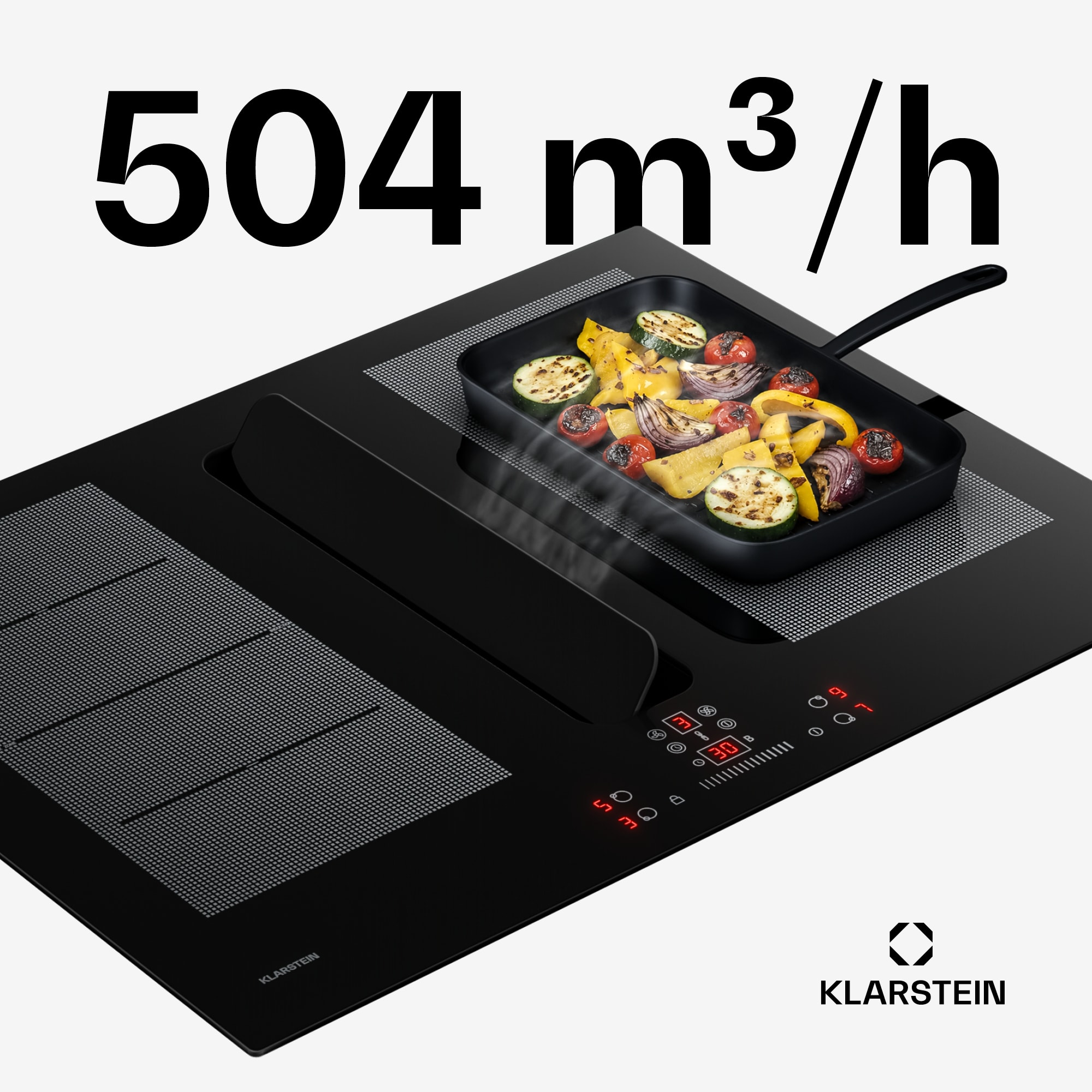 Klarstein ChefFusion indukčná varná doska s odsávačom pár | 4 varné zóny | 7200 W | 504,3 m³/h | 70 cm – Obrázok 3