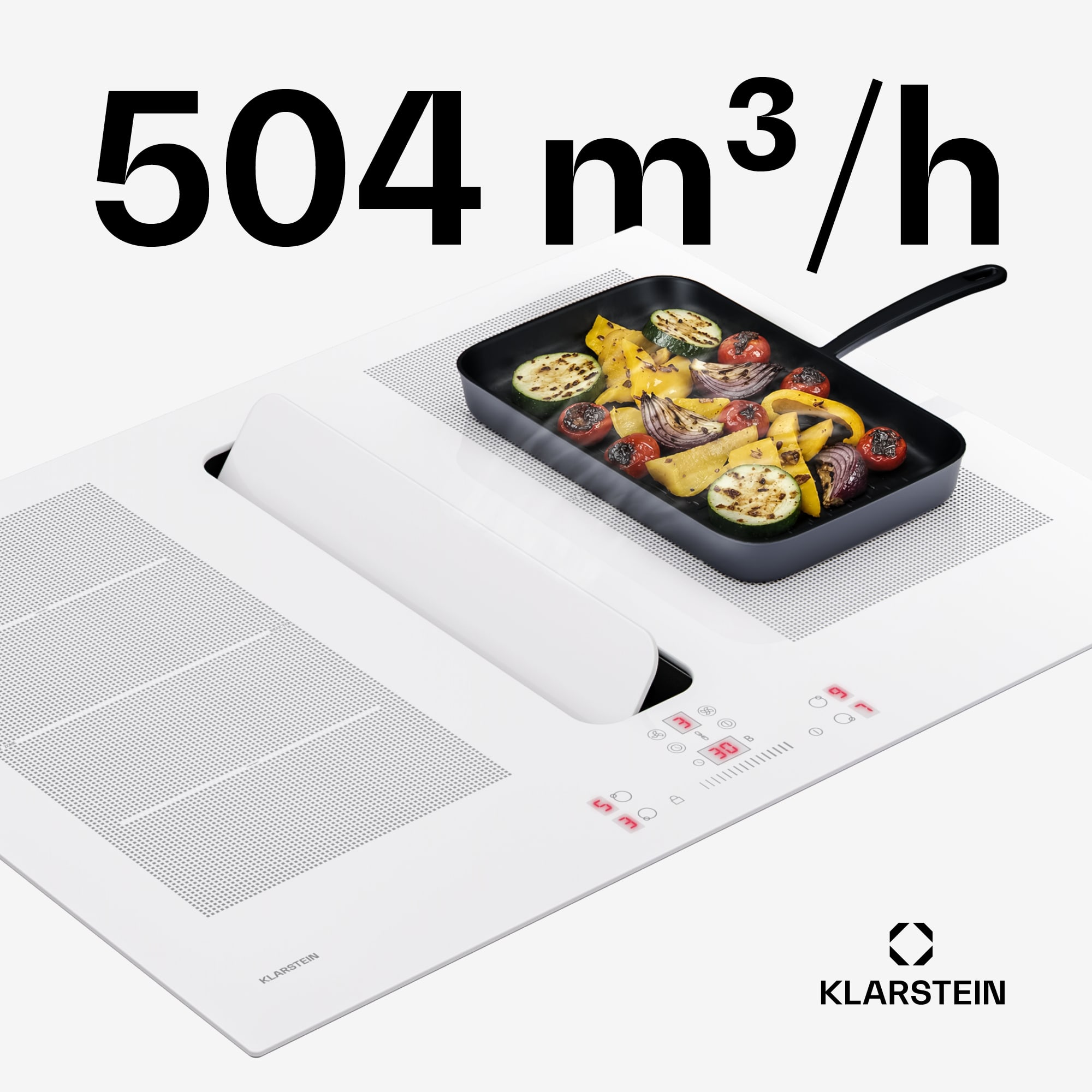 Klarstein ChefFusion indukčná varná doska s odsávačom pár | 4 varné zóny | 7200 W | 504,3 m³/h | 70 cm – Obrázok 3