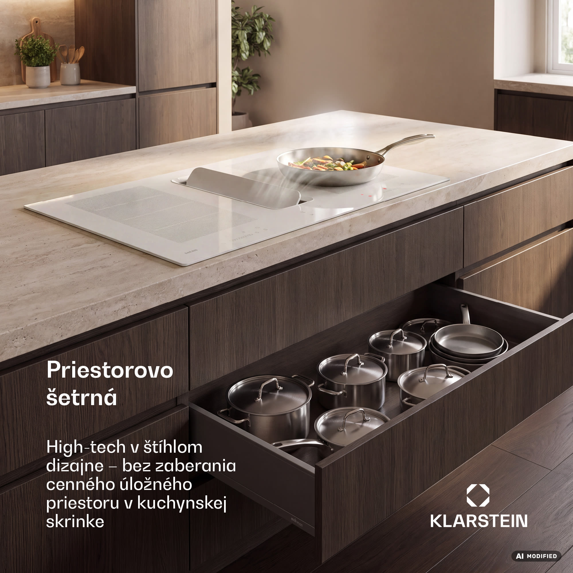 Klarstein ChefFusion indukčná varná doska s odsávačom pár | 4 varné zóny | 7200 W | 504,3 m³/h | 80 cm – Obrázok 5