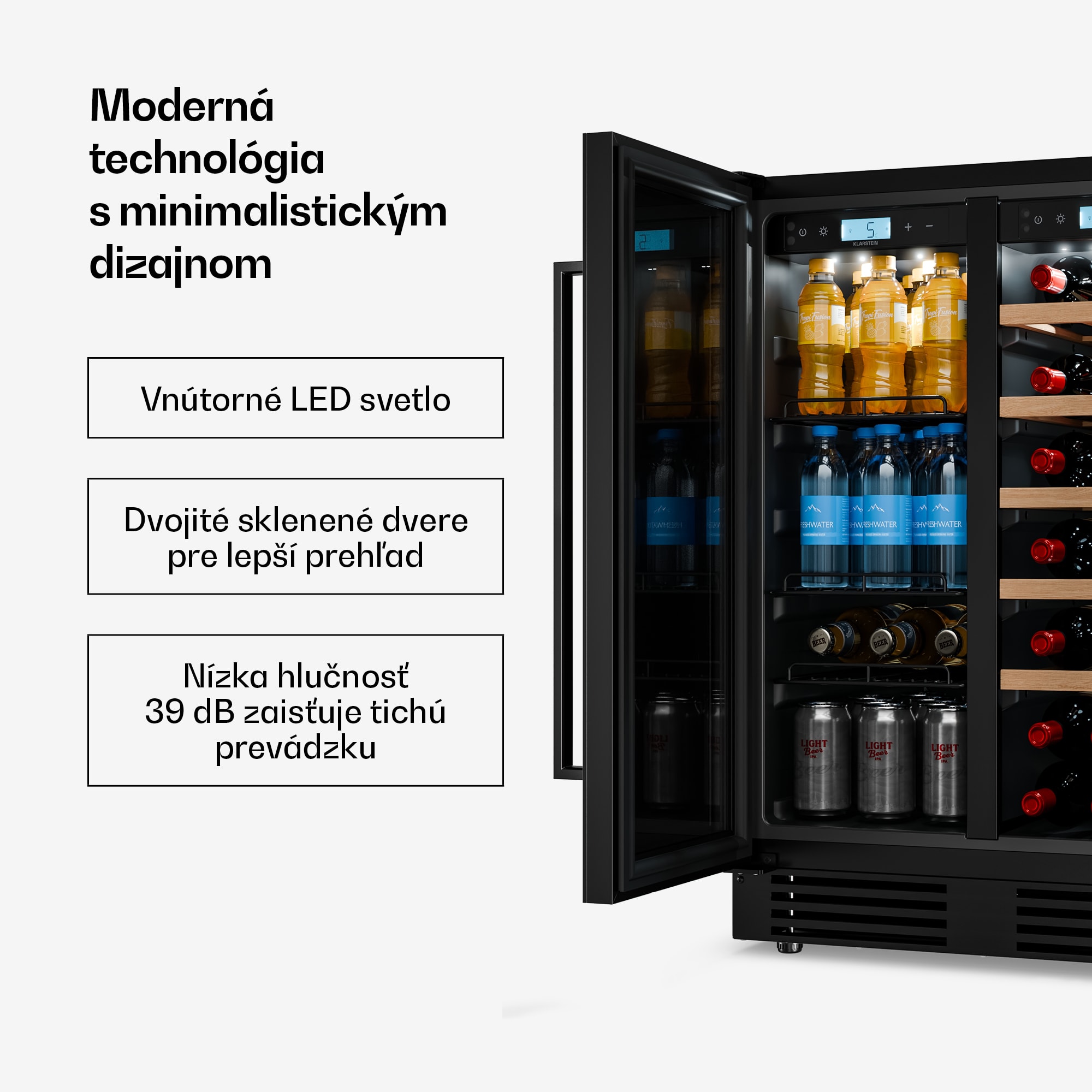 Klarstein Velaire podpultová 2-zónová chladnička na víno | 126L | 122 fliaš | UV ochrana | 60 cm – Obrázok 4