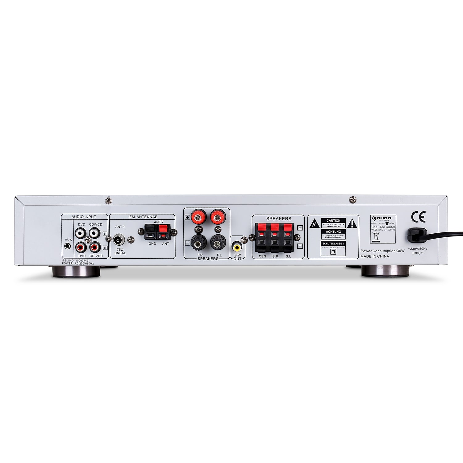 Priestorový zosilňovač Auna AMP-9200, biely dizajn, 600 W – Obrázok 4