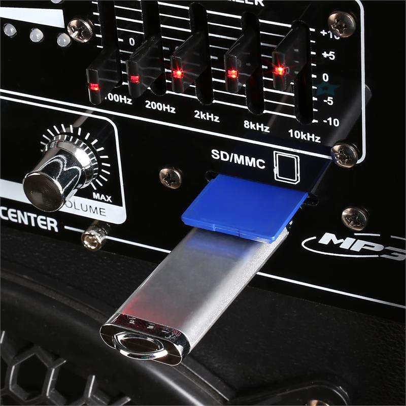 Skytec SPA1000, aktívny set PA reproduktorov,25 cm, 800W, USB-SD-MP3 – Obrázok 4