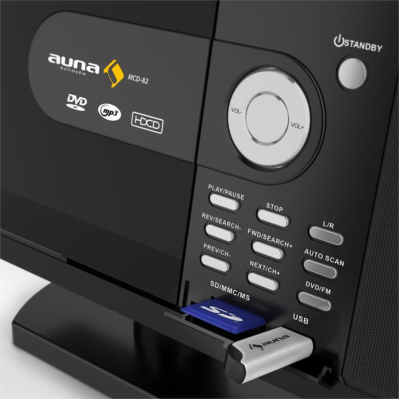 Auna Stereo zariadenie MCD-82, DVD prehrávač, USB, SD, MPEG4 – Obrázok 5