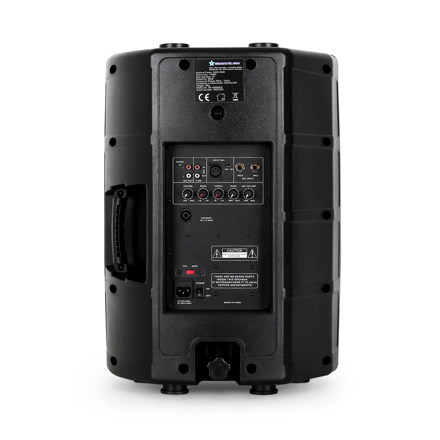 Auna Pro PP-2212A, aktívny PA reproduktor, AUX, 550W RMS – Obrázok 3