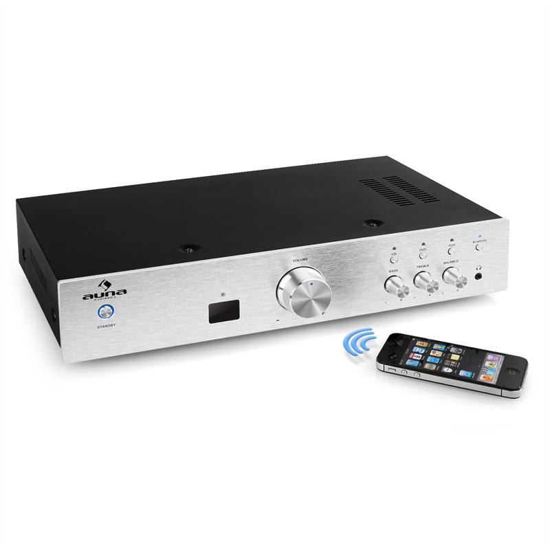 Hi-fi zosilňovač Auna AV2-CD508BT, strieborný, AUX bluetooth – Obrázok 2