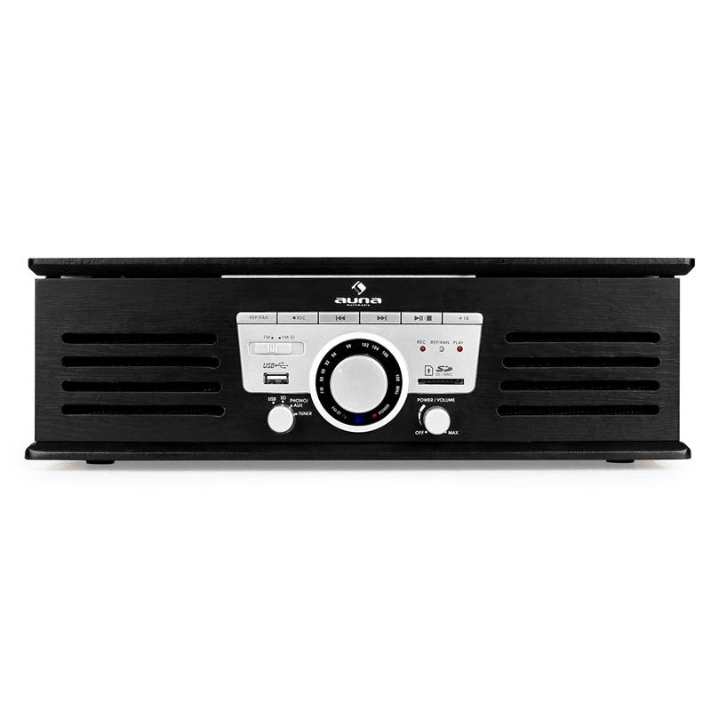 Auna TT-92B, gramofón, integrovaný reproduktor, USB, SD, AUX, FM, čierny – Obrázok 3