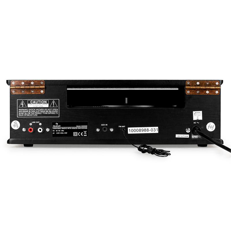 Auna TT-92B, gramofón, integrovaný reproduktor, USB, SD, AUX, FM, čierny – Obrázok 5