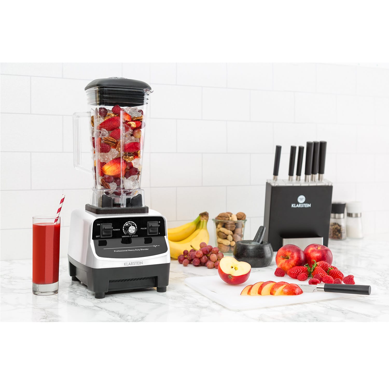 Klarstein Herakles 3G Powermixer, 1500 W, 2 litre, green smoothie, bez BPA, stolný mixér, biely – Obrázok 2