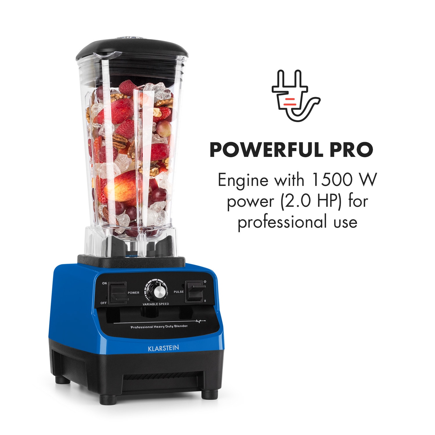 Klarstein IB-Herakles-3G-JTC-B, 1500 W, mixér, 2 l, modrý – Obrázok 3
