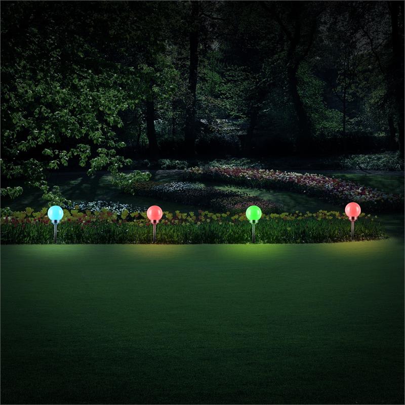 OneConcept LED-Flower 20, záhradné svietidlo, solárna lampa, Ø 20 cm, 4 RGB LED diódy, IP44, červená – Obrázok 4