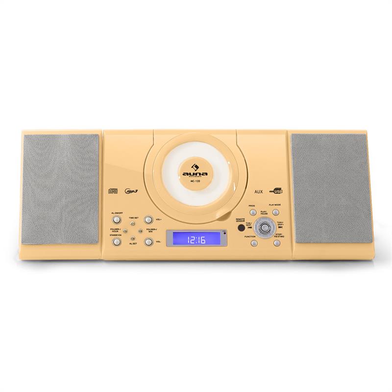 Auna MC 120, stereosystém s MP3, USB, CD, FM, nástenná montáž, krémová farba – Obrázok 2