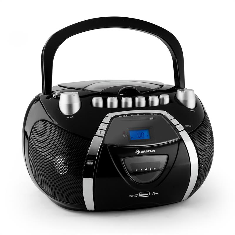 Auna Beeboy, rádio rekordér, CD, MP3, USB, čierny