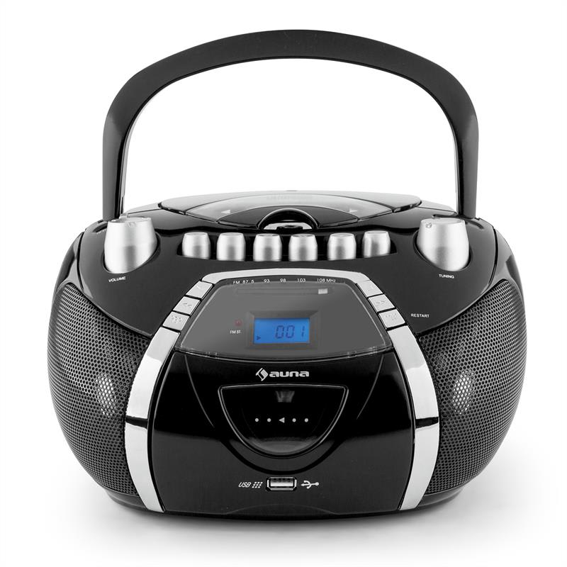 Auna Beeboy, rádio rekordér, CD, MP3, USB, čierny – Obrázok 2