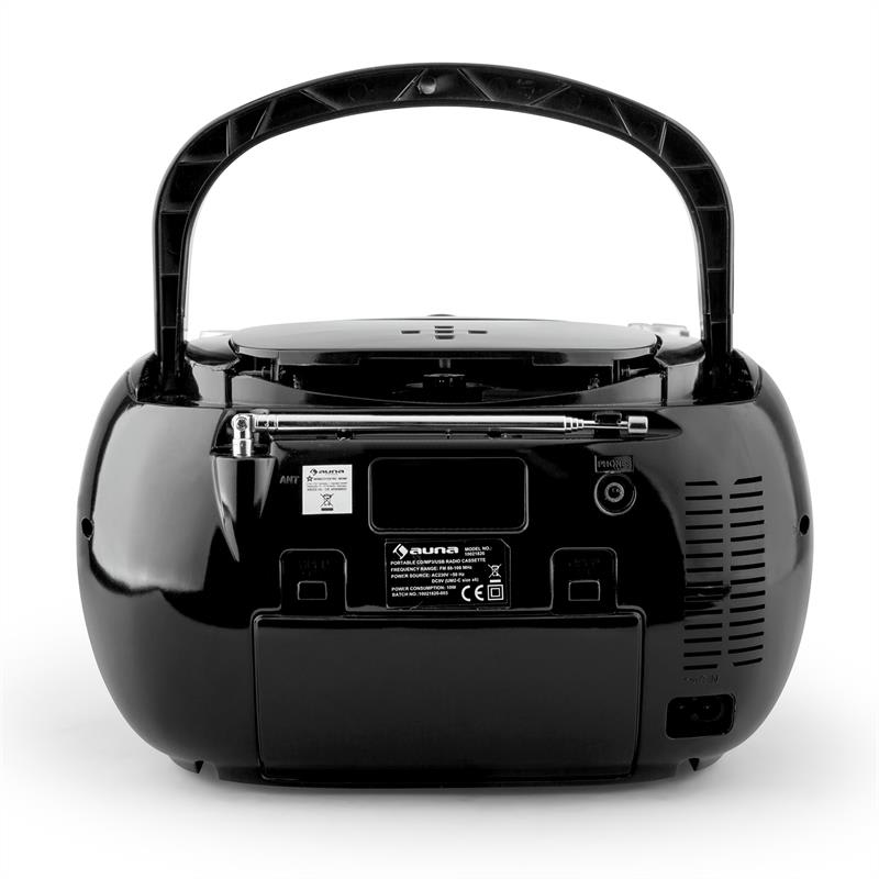 Auna Beeboy, rádio rekordér, CD, MP3, USB, čierny – Obrázok 3