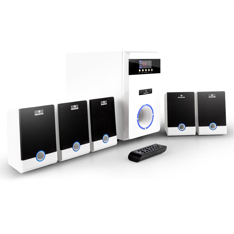 Auna 5.1-JW, 95W RMS, multimediálny surround reproduktorový systém, AUX aktívne reproduktory – Obrázok 2