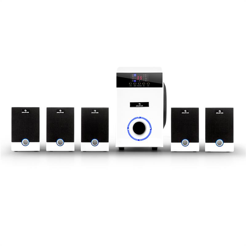 Auna 5.1-JW, 95W RMS, multimediálny surround reproduktorový systém, AUX aktívne reproduktory – Obrázok 3