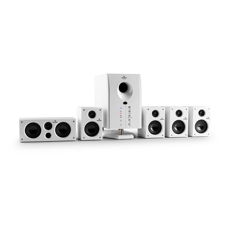 Auna Areal 525, 125W RMS, aktívny 5.1-kanálový reproduktorový systém, AUX biely