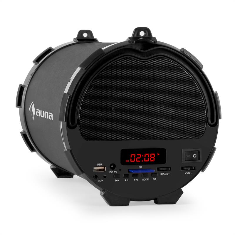 Auna Dr. Black Boom 2.1- bluetooth reproduktor, USB, SD, AUX, akumulátor – Obrázok 4