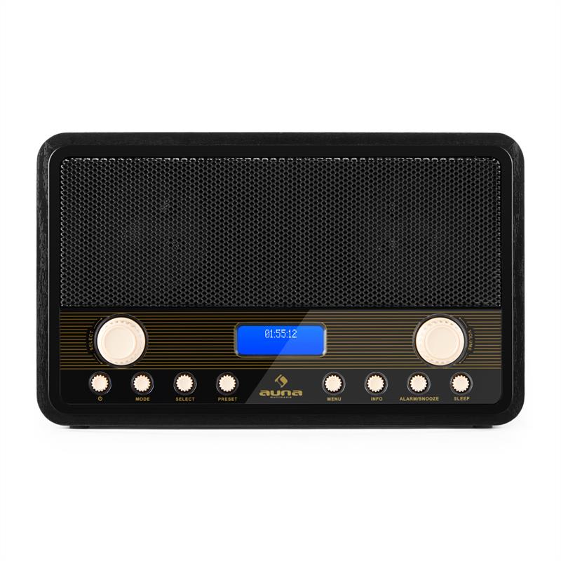 Auna Digidab, retro DAB/DAB+ digitálne rádio, prenosné, FM/AM, PPL, budík – Obrázok 2