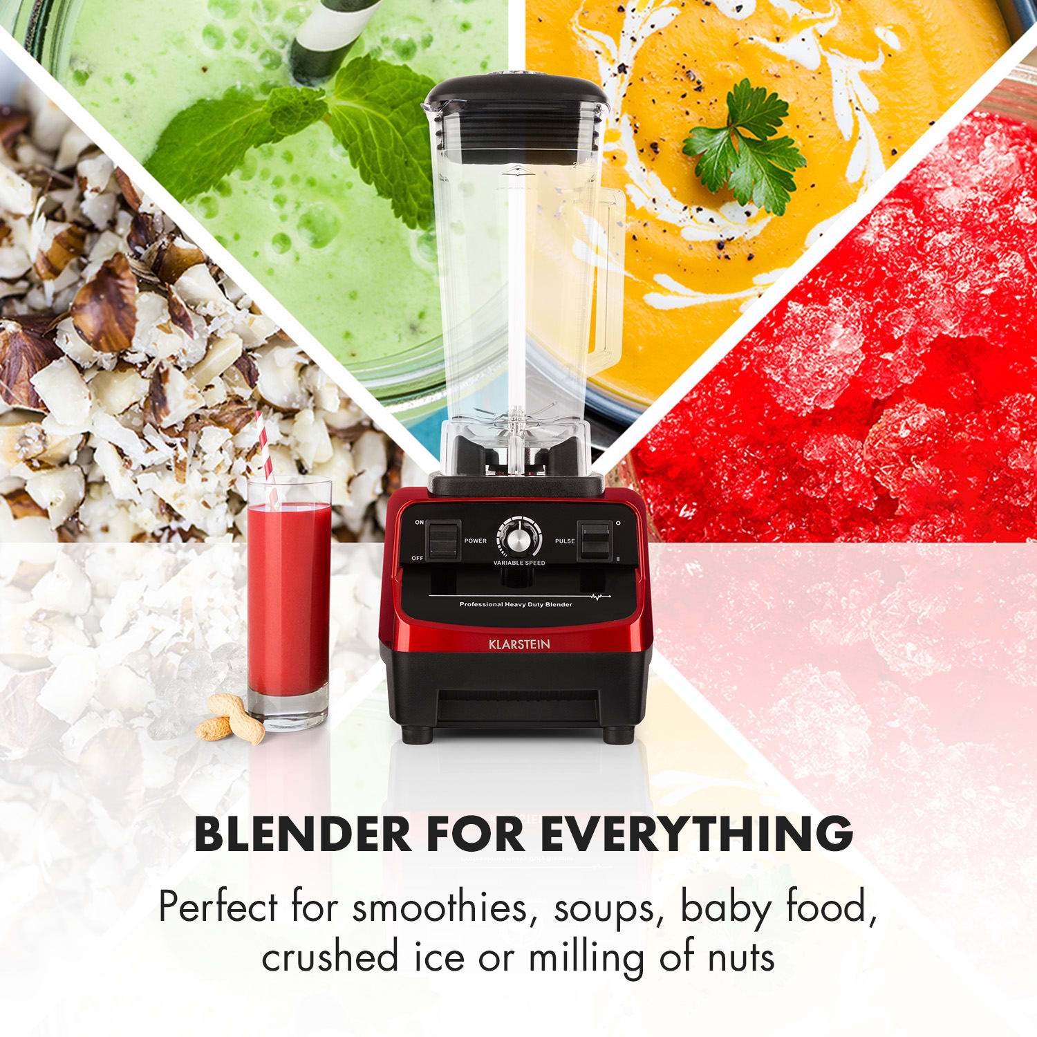 Klarstein IB-Herakles-3G-R, 1500 W, 2 litre, zelené smoothie, bez BPA, stolný mixér – Obrázok 5