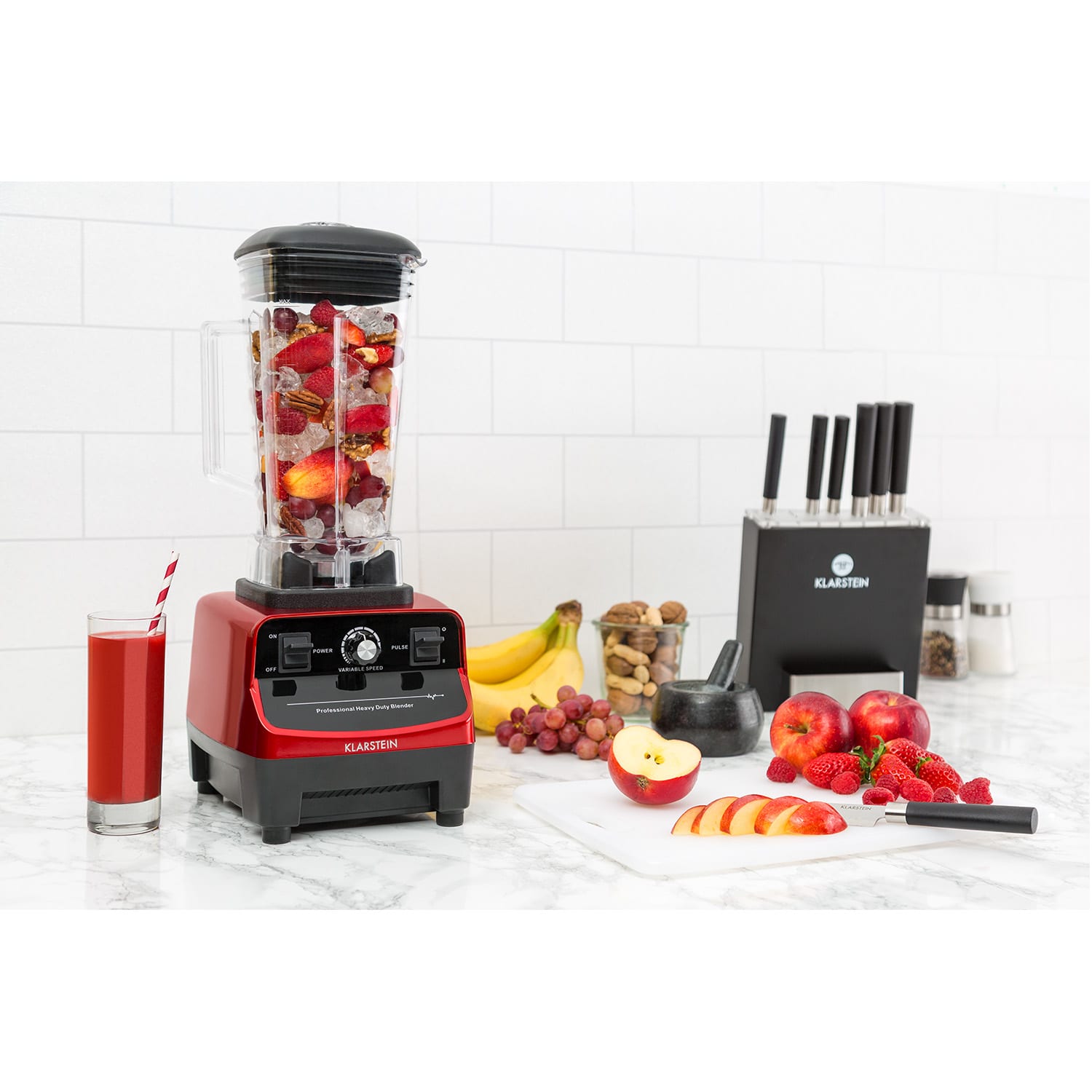 Klarstein IB-Herakles-3G-R, 1500 W, 2 litre, zelené smoothie, bez BPA, stolný mixér – Obrázok 2