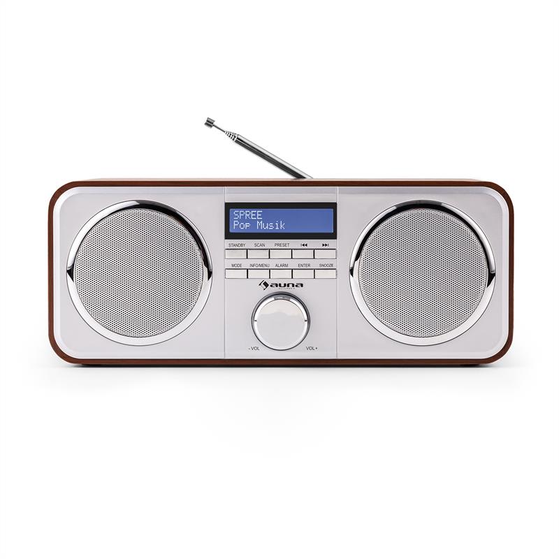 Auna Georgia DAB-rádio, DAB+, FM, predvoľby staníc, budík, AUX, čerešňa – Obrázok 2