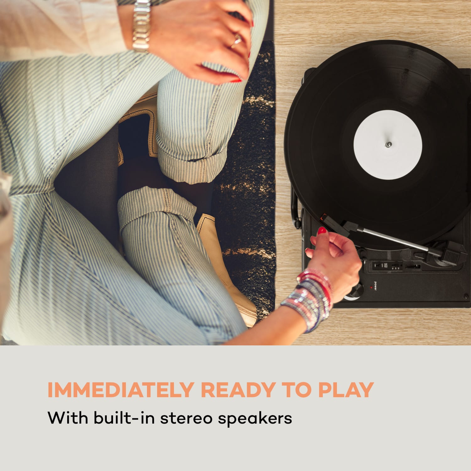Auna Peggy Sue, retro gramofón, LP, USB, čierny – Obrázok 4