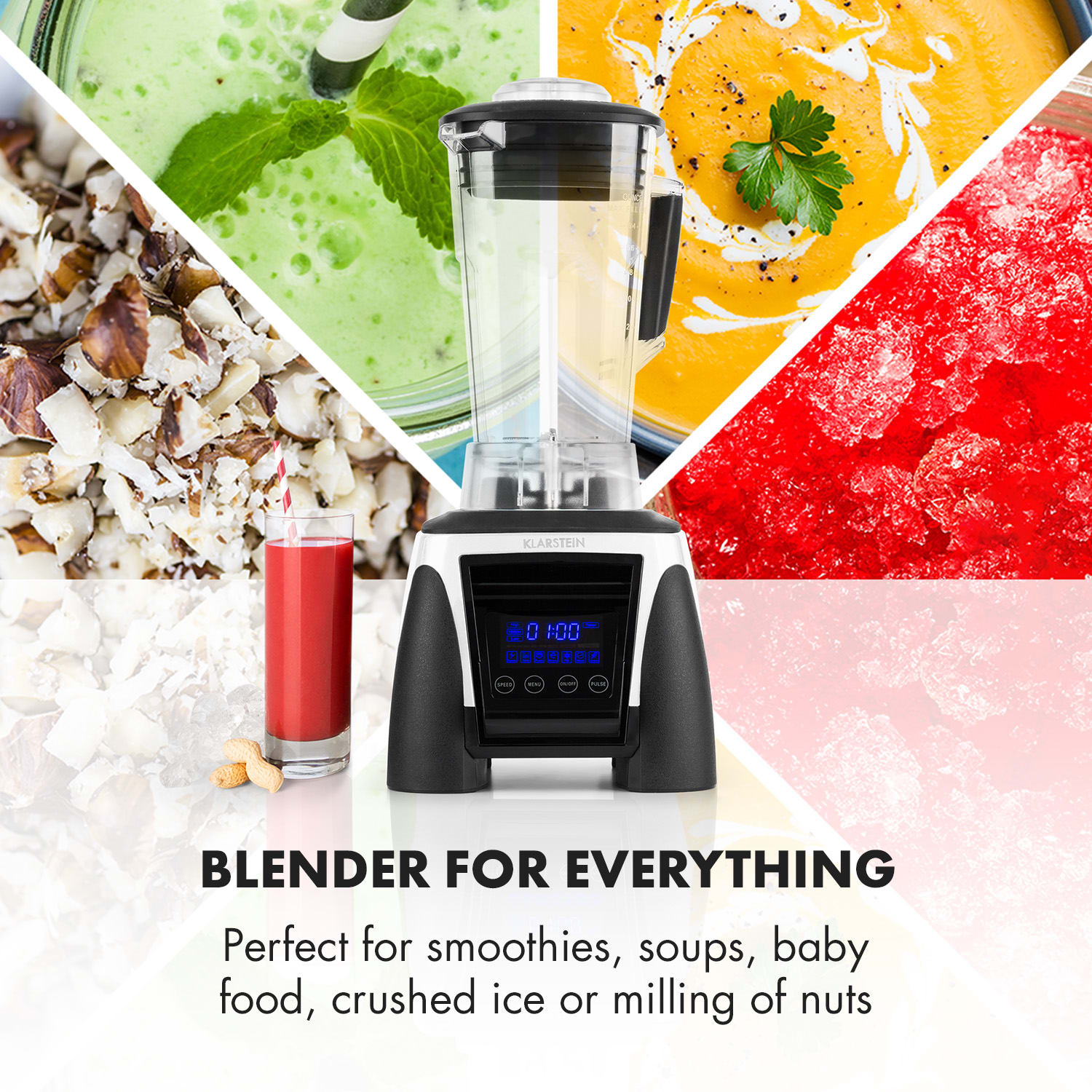 Klarstein Herakles-8G-W, 1800 W, 2 litre, stolný mixér, biely, green smoothie, bez BPA – Obrázok 5