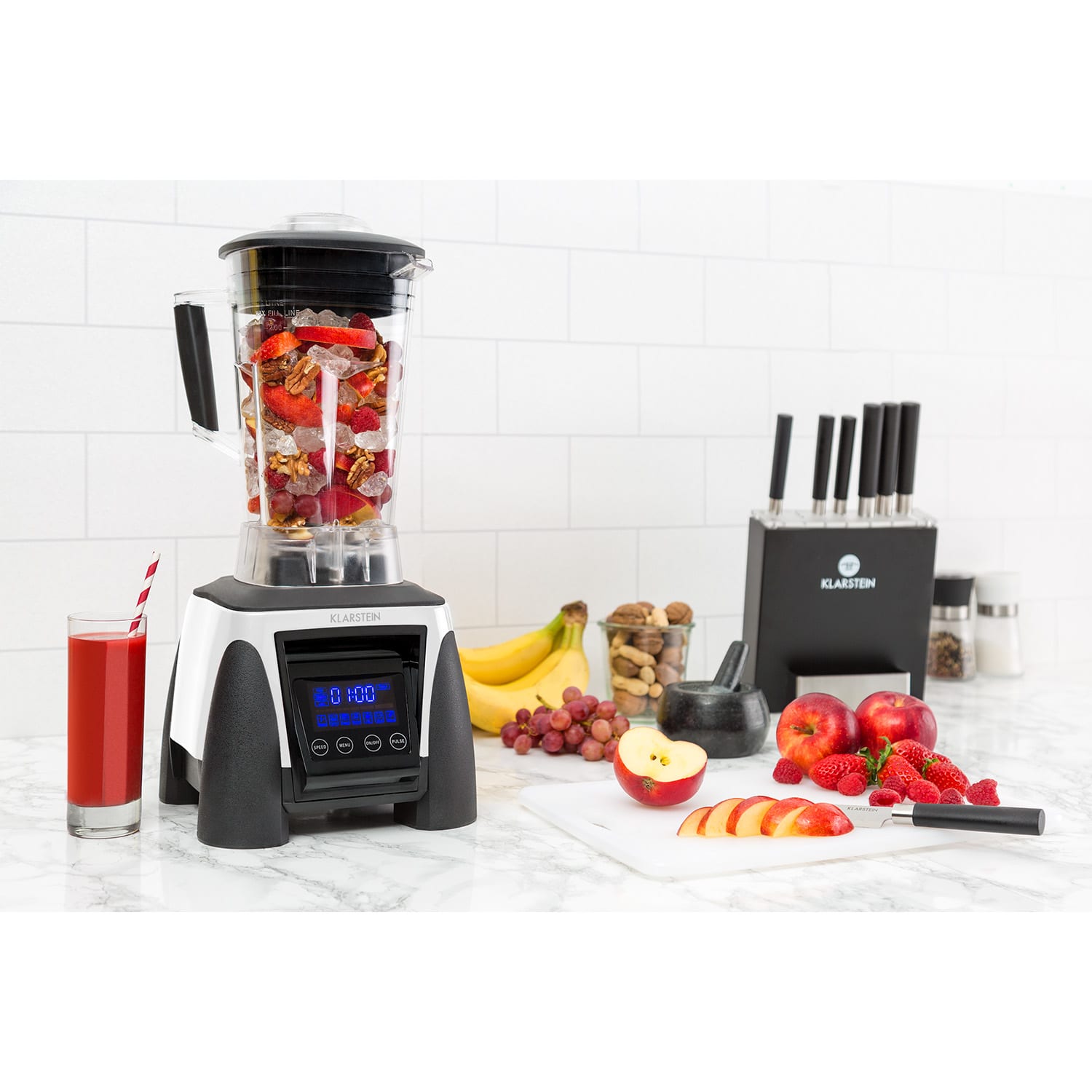 Klarstein Herakles-8G-W, 1800 W, 2 litre, stolný mixér, biely, green smoothie, bez BPA – Obrázok 2