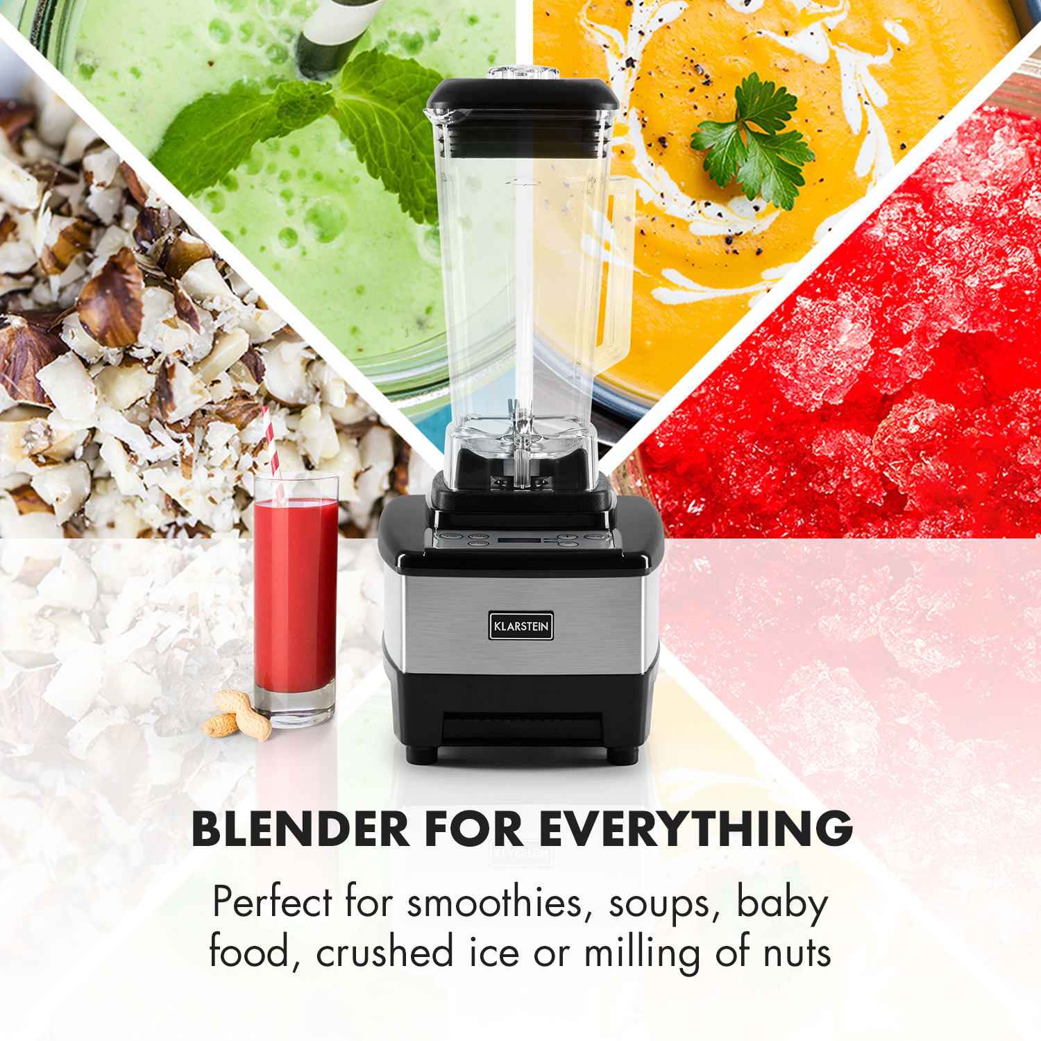 Klarstein Herakles-4G-B, 1500 W, 2 litre, stolný mixér, čierny, green smoothie, bez BPA – Obrázok 5