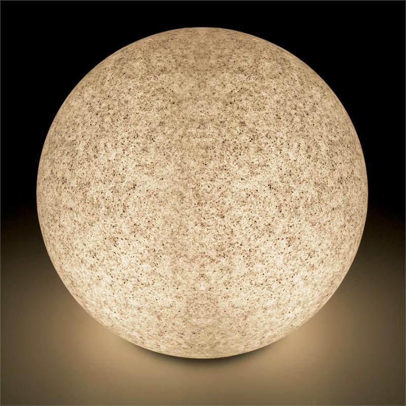 Lightcraft Shinestone M, záhradné svietidlo, guľovité, 30 cm, vzhľad kameňa – Obrázok 2
