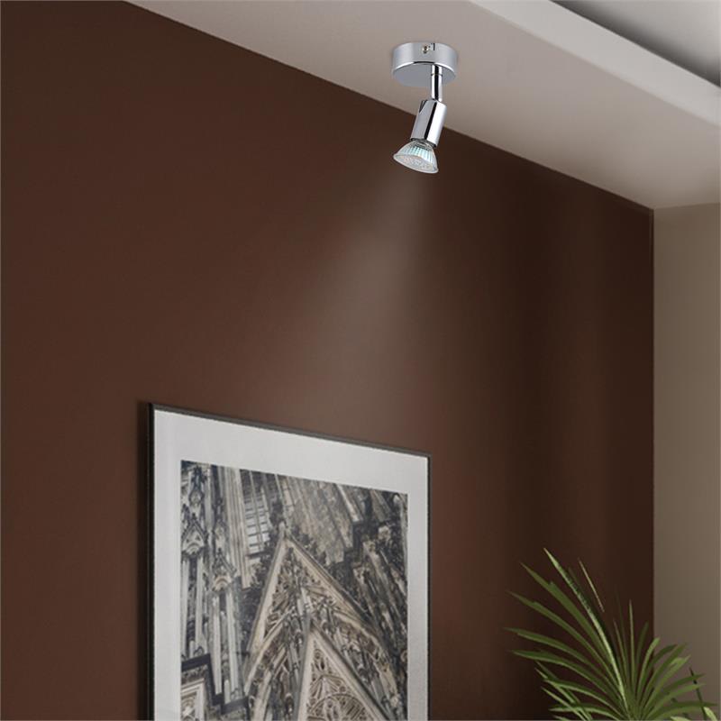 Lightcraft Kvalfoss 1, 3 W, 250 lm, bodová lampa, LED, otočná, nakloniteľná, chróm, trieda A+ – Obrázok 2