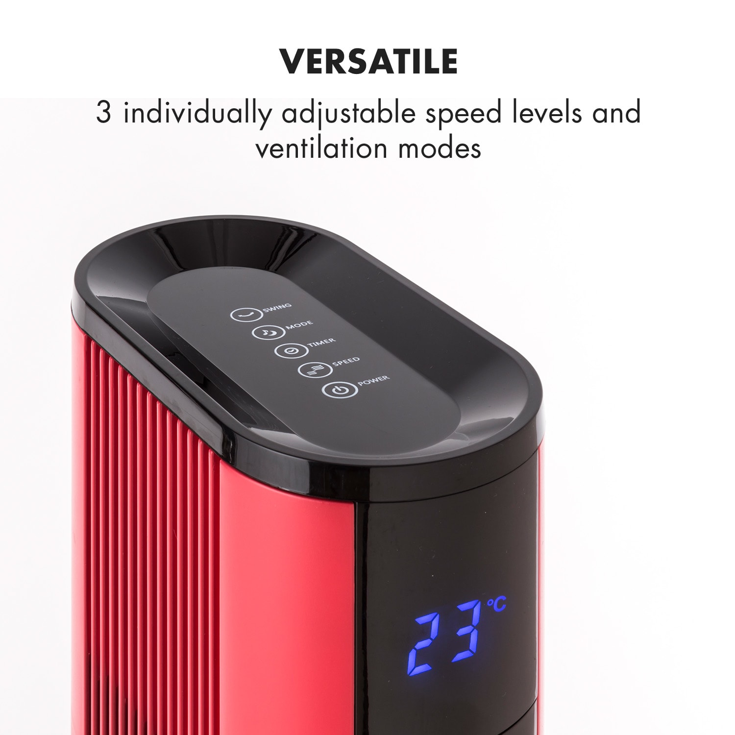 Klarstein Skyscraper 3G, stĺpový ventilátor s dotykovým ovládaním, 50 W, diaľkový ovládač, červený – Obrázok 3