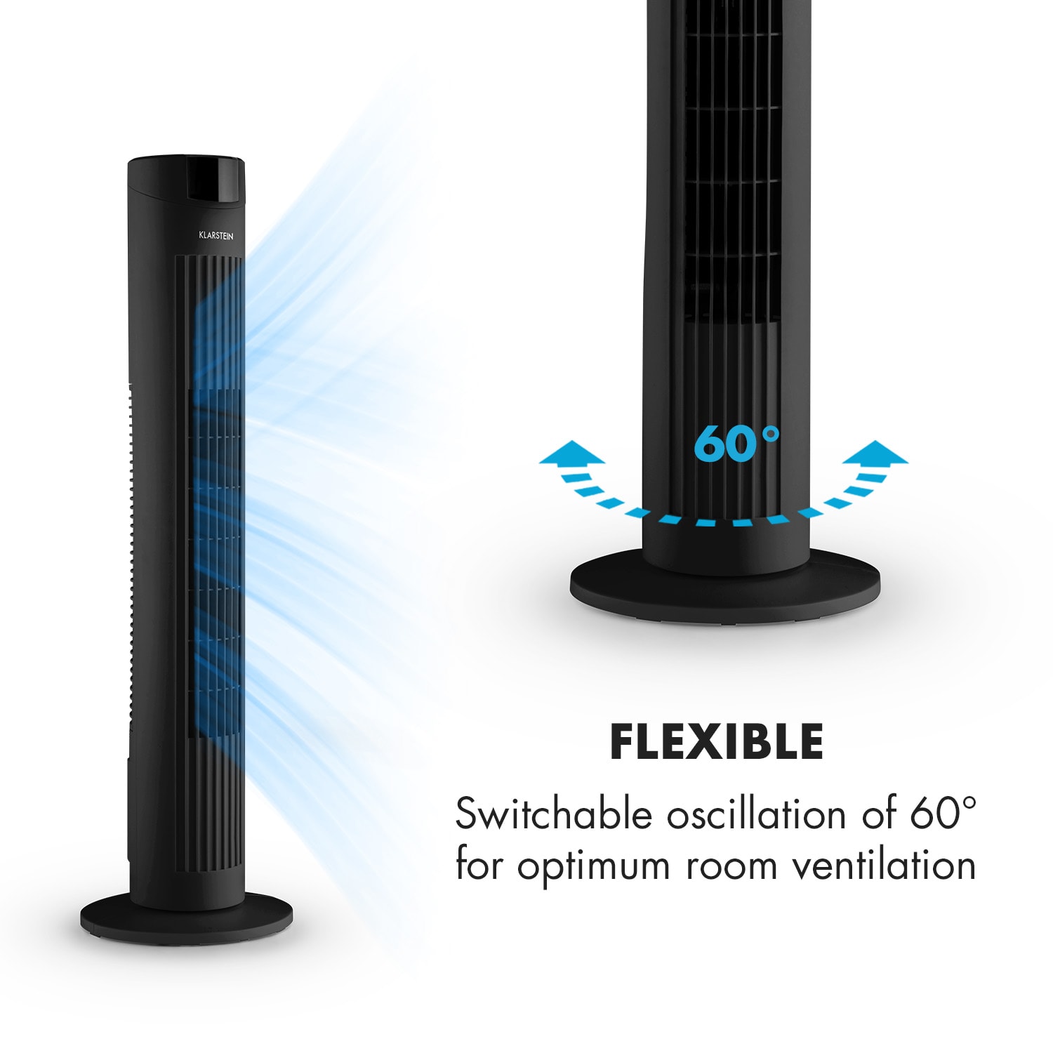 Klarstein Skyscraper 2G, stĺpový ventilátor s dotykovým ovládaním, 40 W, diaľkový ovládač, čierny – Obrázok 5