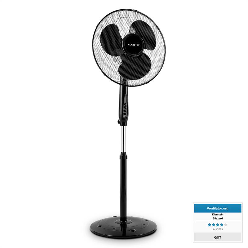 Klarstein Black Blizzard 2G, 50 W, 16'', stojaci ventilátor, oscilácia, okrúhly stojan, čierny