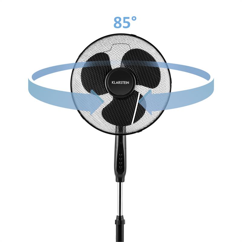 Klarstein Black Blizzard 2G, 50 W, 16'', stojaci ventilátor, oscilácia, okrúhly stojan, čierny – Obrázok 5