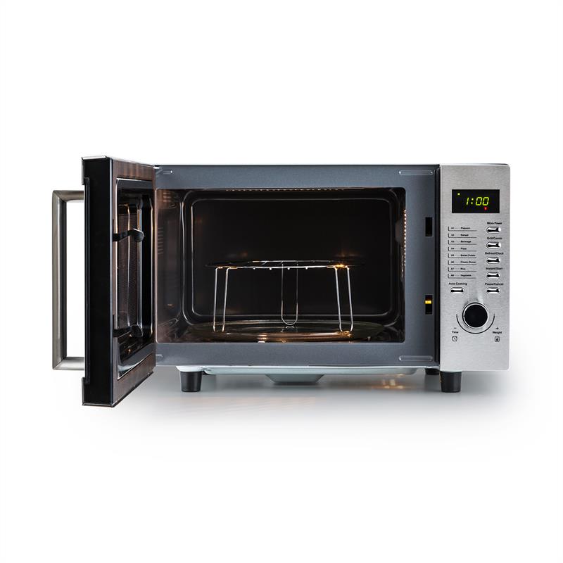 Klarstein Steelwave, 23 l, 800 W mikrovlnná rúra, 1000 W gril, nerezová oceľ, zabudovací rám – Obrázok 3