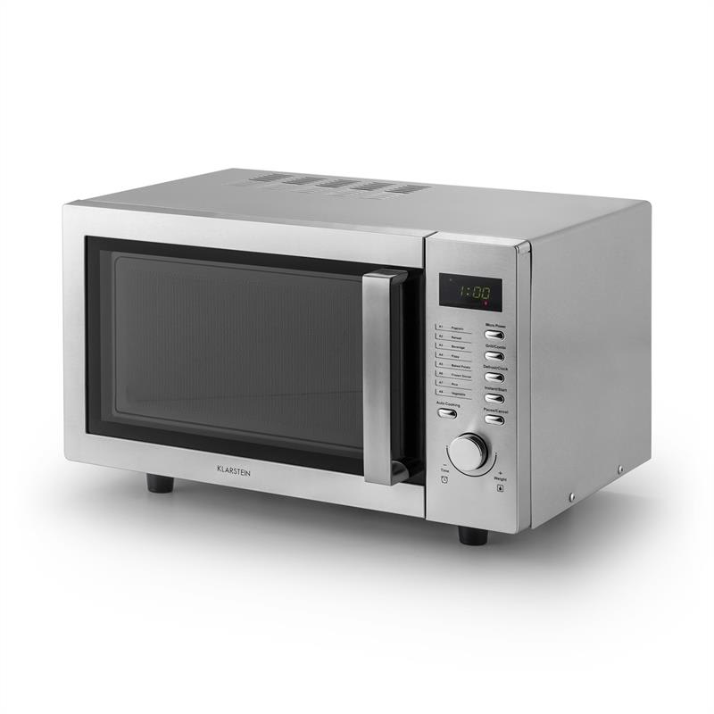 Klarstein Steelwave, 23 l, 800 W mikrovlnná rúra, 1000 W gril, nerezová oceľ, zabudovací rám – Obrázok 5