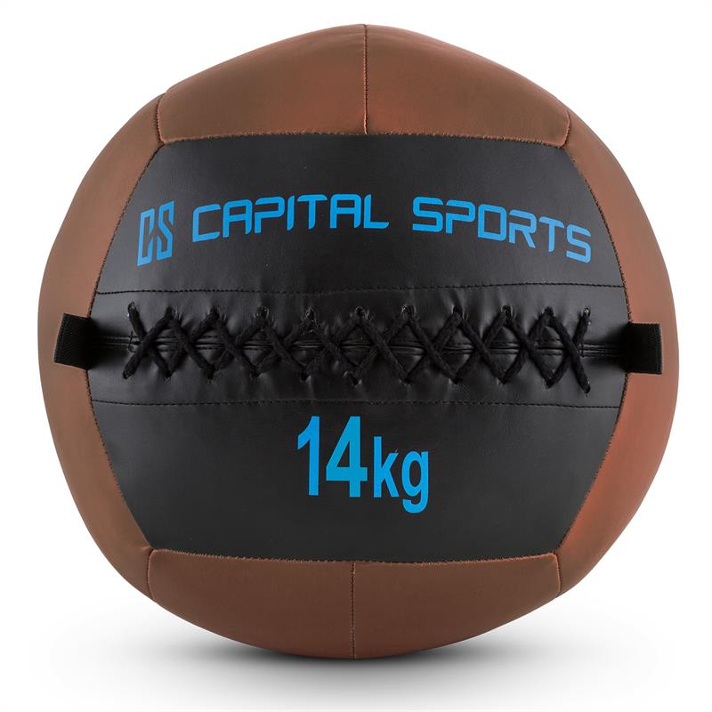Capital Sports Wallba 14, 14kg, hnedá, Wall Ball (medicinbal) z umelej kože – Obrázok 2