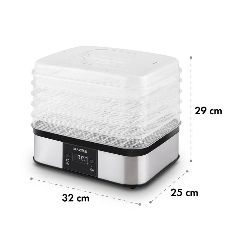 Klarstein Valle di Frutta, 250 W, sušička, nerez, dehydrátor, 5 poschodí – Obrázok 5