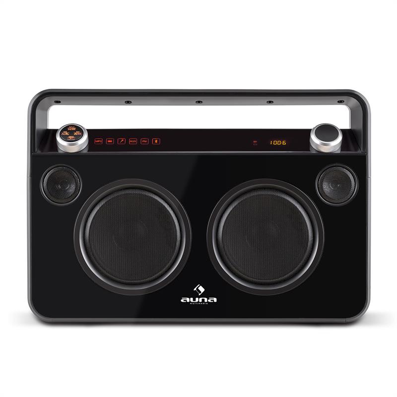 Auna Bebop Ghettoblaster, čierny, USB bluetooth AUX MIC – Obrázok 3