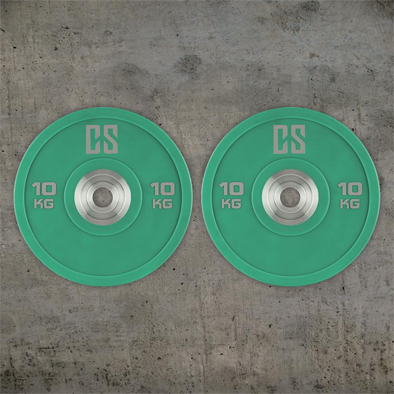 Capital Sports Performan Urethane Plates, Polyuretán, 10 kg, 50,4 mm, zelené, pár kotúčových závaží – Obrázok 5